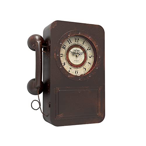 Retro Old Telephone Wall Clock with Hidden Safe