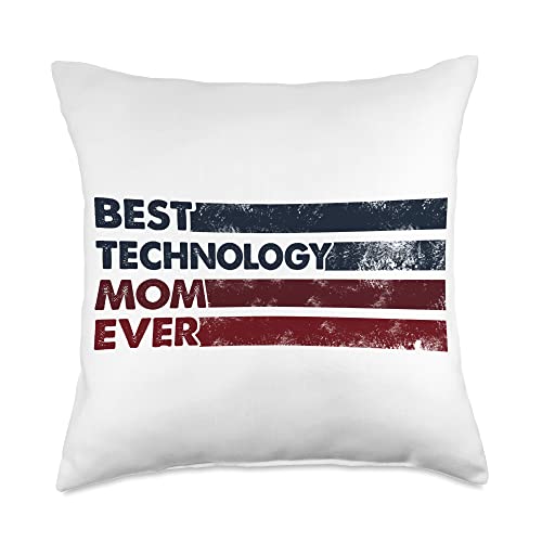 Retro Technology Gift for Women & Mom Best Mom Ever-Mother Vintage Technology Throw Pillow, 18x18, Multicolor