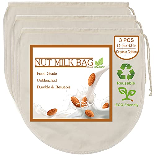 Reusable Nut Milk Bags - High-Quality Cotton Strainers