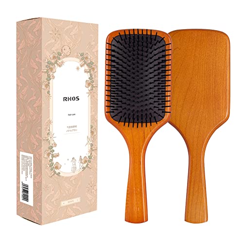 RHOS Wooden Paddle Hair Brush - Versatile and Stylish