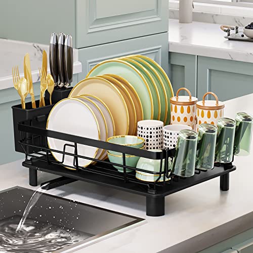 MAJALiS Kitchen Dish Drying Rack, 2 Tier Large Stainless Steel Dish Drainer  for Kitchen Counter, Dish Strainer with