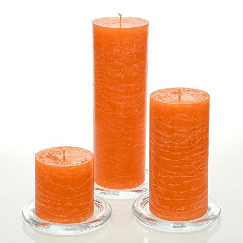 Richland Orange Rustic Pillar Candles Set of 3