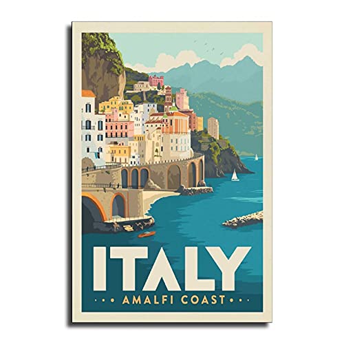 RIMY Vintage Travel Poster Amalfi Coast Italy Art Wall Decor