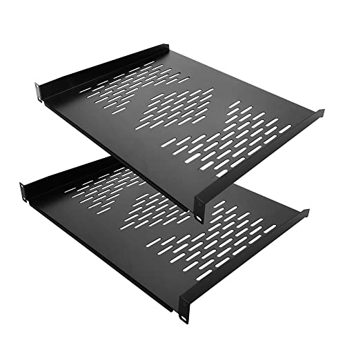 RIVECO 1U Server Rack Shelf 19” Cantilevers - Black