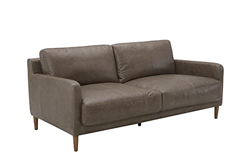Rivet Modern Deep Leather Sofa Couch