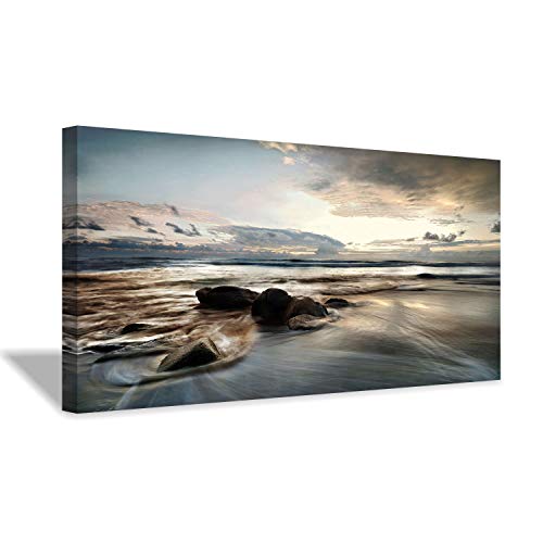 Rocky Wave Artwork Beach Picture Canvas Wall Art