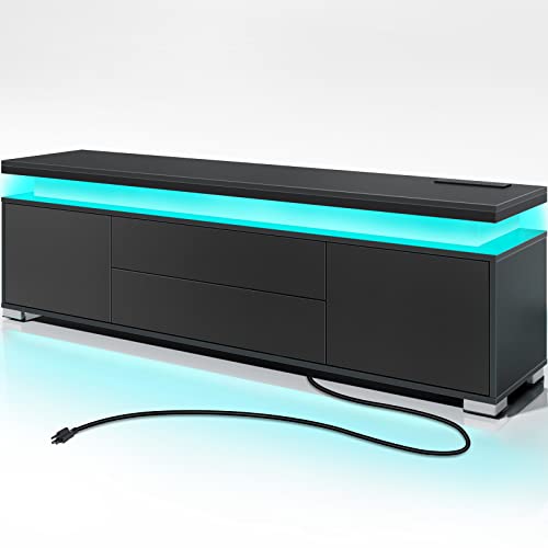 Rolanstar TV Stand with Power Outlet & LED Lights