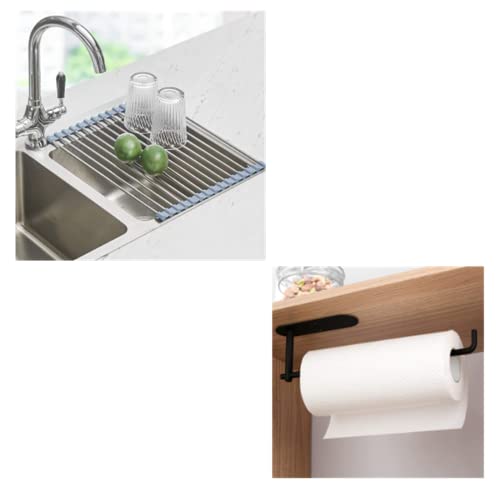Roll Up Dish Drying Rack with Paper Towel Holder