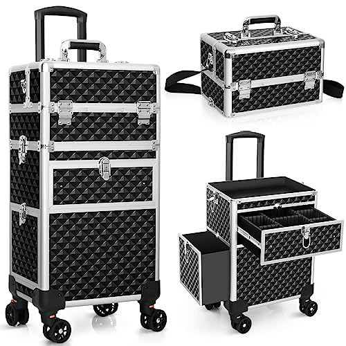 Rolling Makeup Train Case with Large Storage