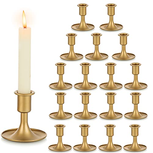 Romadedi Gold Candlestick Holders for Table Centerpiece - Set of 18