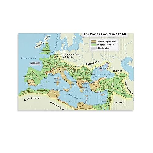 Roman Empire At Its Greatest Extent Controlled Approximately Map Art Poster Decorative Painting Canvas Wall Art Living Room Posters Bedroom Painting 20x30inch(50x75cm)
