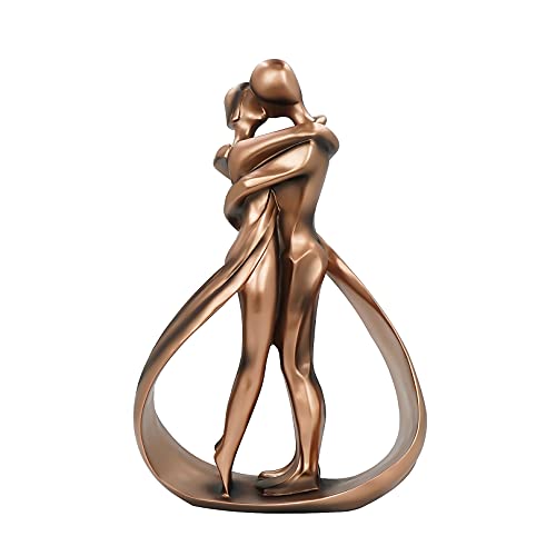 Romantic Resin Couple Sculptures Home Decor - Pinkish Bronze, 10 Inch