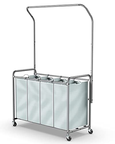ROMOON Laundry Sorter with Hanging Bar and Wheels