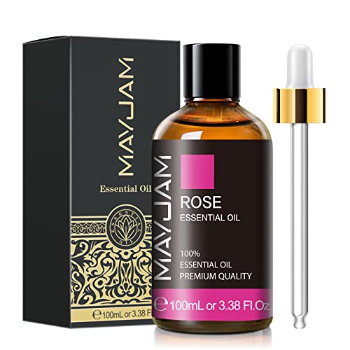 Rose Essential Oil, MAYJAM Premium Pure Essential Oils for Diffusers for Home, 3.38FL.OZ Large Volume Rose Oil for Soap Candle Making Massage