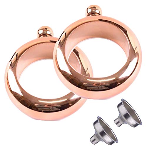 Rose Gold Bangle Bracelet Flask - Stainless Steel Gift Set for Women