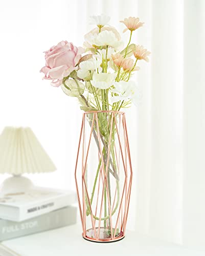 Rose Gold Glass Vase for Centerpieces