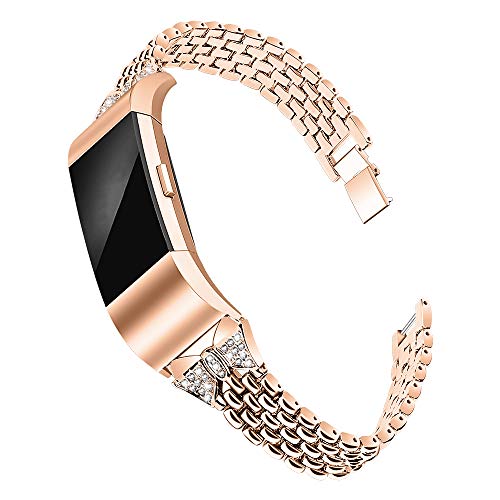 Rose Gold Metal Bling Wristbands for Fitbit Charge 2