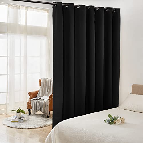 Rose Home Fashion RHF Room Divider Curtain 8 ft Wide x 7ft Tall: No one can See Through, Total Privacy(Black 8x7) (roomdivider-black-87)