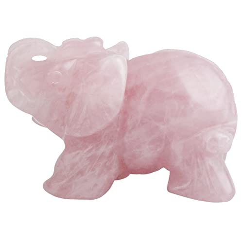 Rose Quartz Elephant Crystal Sculpture