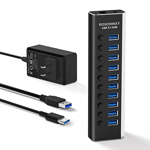 Rosonway 10 Port USB 3.1/3.2 Gen 2 Hub 10Gbps