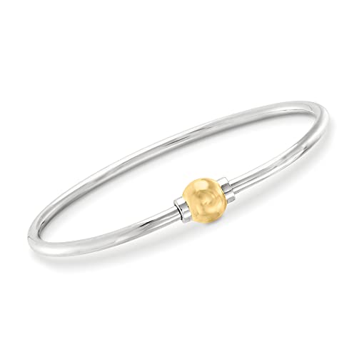 Ross-Simons Cape Cod Jewelry Sterling Silver and 14kt Yellow Gold Bangle Bracelet. 7 inches