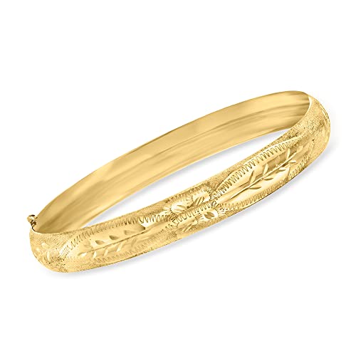 Ross-Simons Floral Etched Bangle Bracelet. Yellow Gold. 7 inches