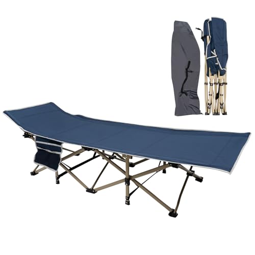 Rosyouth Camping Cot, Folding Camping Cot with Storage Bag for Adults, Portable Folding Adults Kids Cots for Outdoor Traveling, Hiking, Cot Sleeping Cot Load Capacity 617.29LBS, Blue