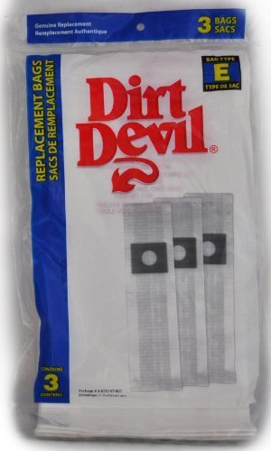 Royal Dirt Devil Type E Vacuum Cleaner Bags, Dirt Devil Item Number 3-070147-001, Fits: all corded Broom Vac Models 701, 3 bags in pack by Dirt Devil