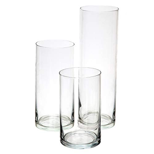 Royal Imports Glass Cylinder Flower Centerpiece Vases Set of 3