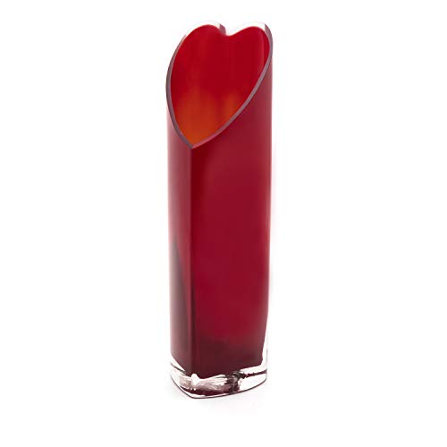 Royal Imports Red Heart Glass Flower Vase Decorative Centerpiece