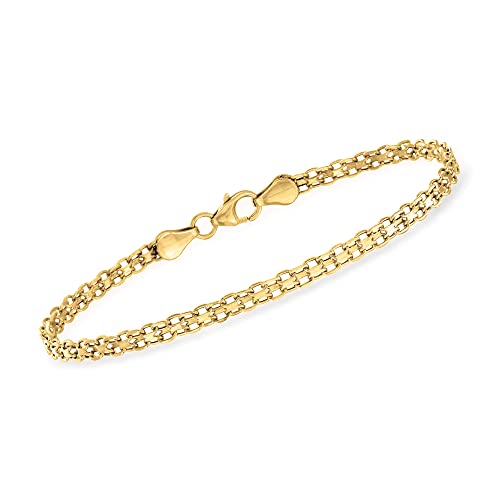 RS Pure by Ross-Simons Italian 14kt Yellow Gold Bismark-Link Bracelet. 8 inches