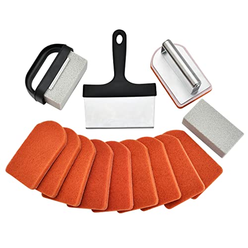 RTT Griddle Cleaning Kit - Heavy Duty Grill Cleaner Kit with Grill Stone, Griddle Scraper, & Griddle Brush