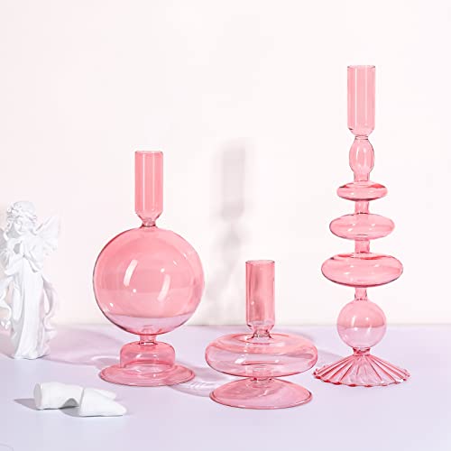 Rtteri Glass Candlestick Holders for Home Party Centerpiece