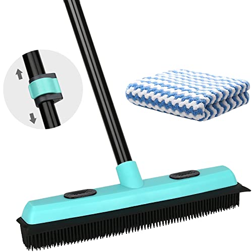 Rubber Broom Pet Hair Remover with Telescoping Handle