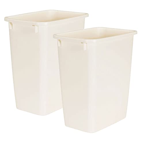 Rubbermaid 21 Quart Traditional Rectangular Plastic Open Wastebasket Trash Can for Kitchen, Bathroom, and Home Office, Bisque (2 Pack)