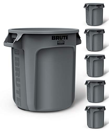 Rubbermaid Commercial Products BRUTE Heavy-Duty Trash/Garbage Can, 10-Gallon, Gray