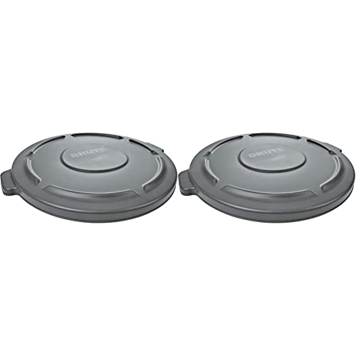 Rubbermaid Commercial Products Brute Trash Can Dome Lid, Gray, 32-Gallon, Compatible with The Heavy Duty 32 Gallon Garbage Bins (Pack of 2)