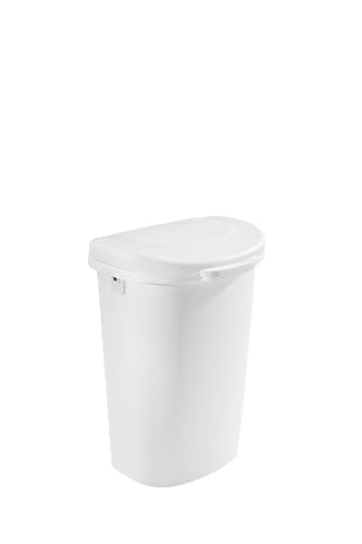 Rubbermaid Touch Top Lid Trash Can for Home, Kitchen, and Bathroom Garbage, 13 Gallon Garbage Can, Waste Basket, White