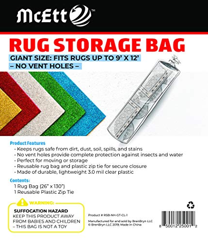 Rug Storage Bag and Zip Tie - Complete Protection for Moving or Storage