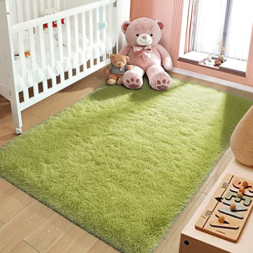 Rugs-Ultra Soft Indoor Modern Area Rugs Fluffy Living Room Carpets for Children Bedroom Home Decor Nursery Rug (2x4 Feet,Grass Green)