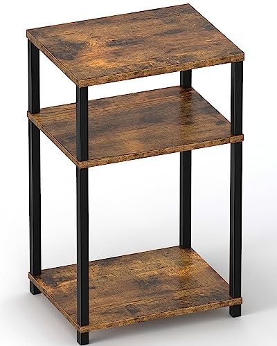 Rustic 3-Tier Side Table with Shelves