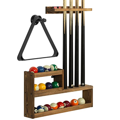 Rustic Billiards Cue Stand with Industrial Pipe Triangle Rack