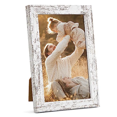 Rustic Distressed White Photo Frame Collage for Wall Decor