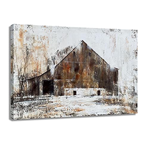 Rustic Farmhouse Wall Art Decor Brown Barn Canvas Print 51tWeCeywoS 