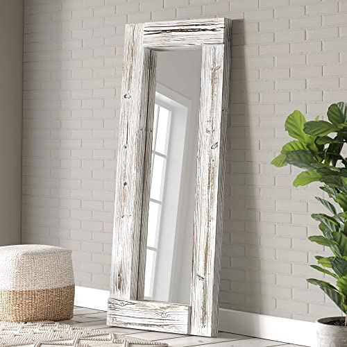 Rustic Full Length Mirror - Farmhouse Barnwood Wall-Mounted or Floor Leaning Mirror