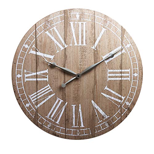 Rustic Light Natural Wood Plank Frameless Farmhouse Wall Clock