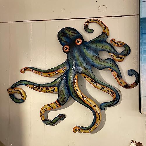 Rustic Metal Octopus Wall Art Decor