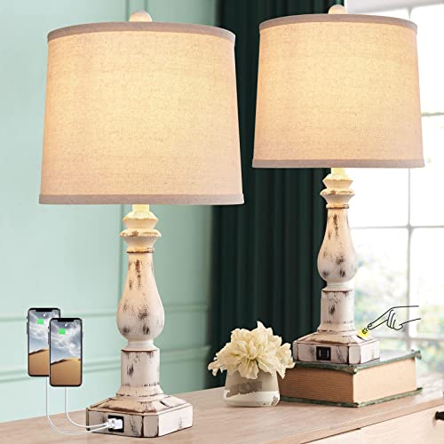 Rustic Table Lamps with USB Charging Ports