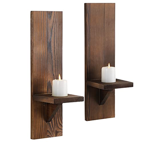 Rustic Wall Sconce Candle Holders with Floating Shelves