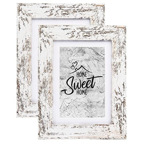 Rustic White Picture Frame - Set of 2